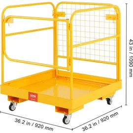 Vevor Arbeitsbühne 92x92cm Arbeitskorb aus Q235B Sicherheitskorb Max. Ladekapazität bis 544kg Staplerbühne für 1-2 Personen Gabelstapler Faltbar Arbeitsplattform für sichere Arbeit in der Höhe