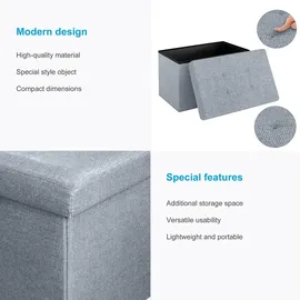 Intirilife Sitzbank 49x30x30 cm in ALASKA GRAU - Sitzwürfel