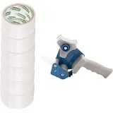 D.RECT Handabroller mit 6 transparenten Rollen 50 m x 48 mm