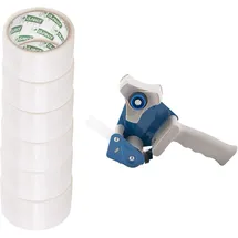 D.RECT Handabroller mit 6 transparenten Rollen 50 m x 48 mm