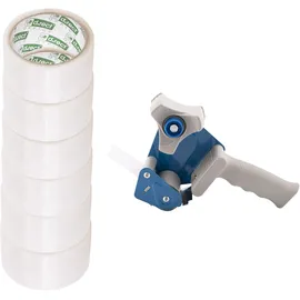 D.RECT Handabroller mit 6 transparenten Rollen 50 m x 48 mm