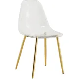 MODFU Standard-Esszimmerstühle 4er-Set Kunststoff transparent, Metallbeine goldfarben, 44 x 36 x 83 cm
