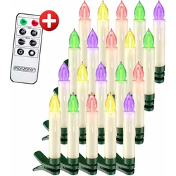 LED Weihnachtsbaumkerzen 20er-Set Bunt Fernbedienung