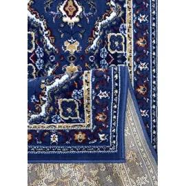 OTTO home Bettumrandung OTTO HOME "Oriental, Made in Belgium" Gr. 14, blau (hellblau), H:7mm, Obermaterial: 100% Polypropylen, Bettumrandungen, Läufer-Set, Kurzflor, Orient-Optik, mit Bordüre, pflegeleicht, elegant