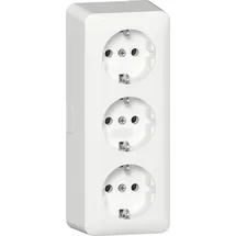 Gira 478913 SCHUKO-Dreifachsteckdose mit Montageplatte, 16A, 250 V~, Reinweiß, IP20
