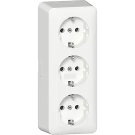 Gira 478913 SCHUKO-Dreifachsteckdose mit Montageplatte, 16A, 250 V~, Reinweiß, IP20