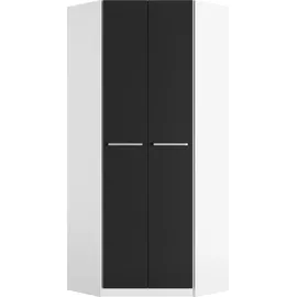 Priess Eckkleiderschrank PRIESS "Barcelona Kleiderschrank Ecklösung Raumwunder", schwarz-weiß (weiß, schwarz), B:78cm H:193cm T:78cm, Holzwerkstoff, Schränke, Eckkleiderschrank, in 2 Tiefen Schrank Eckschrank Garderobe