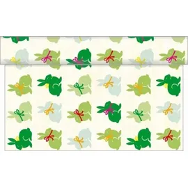 sovie HOME Tischläufer Ruby in Grün aus Linclass® Airlaid, 40 cm x 4,80 m, 1 Stück, - Hasen Frühling Ostern
