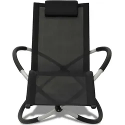 vidaXL Sonnenliege Geometrisch Outdoor Stahl Schwarz und Grau