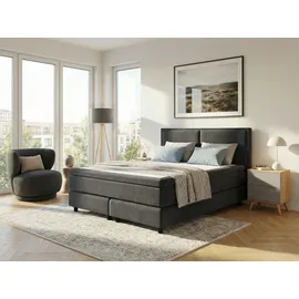 OTTO home Boxspringbett OTTO HOME "VIVIANNE in den Breiten 140 & 180cm erhältlich, inkl. 7cm Luxus-Topper", anthrazit, B:194cm L:210cm, Komplettbetten, Boxspringbett, erhältlich in den Farben anthrazit und beige