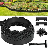 Flexible Rasenkante Kunststoff 10m x 10cm, Beeteinfassung Rund, Schwarz