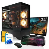 SYSTEMTREFF Gamer Komplett PC - Core i5 12400F - AMD RX 6750 XT 12GB - 16GB DDR4 - M.2 SSD 1TB (NVMe) Kingston + - 24 Zoll Monitor - Desktop