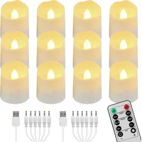 LED Teelichter 12 Stück Fernbedienung Timer Dimmbar Warmweiß USB Aufladbar