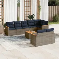 vidaXL Gartensofa-Set 9-tlg. grau
