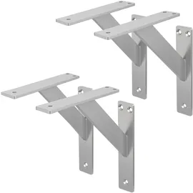 ML-Design 4 Stück Regalhalterung 180 x 180 mm Silber Aluminium Schwebende