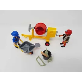 Playmobil Baustelle 2 Bauarbeiter mit Schubkarre und Betonmischer 6339