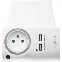 Logilink PA0166 - Steckdosenadapter mit Ladeschale, 2x USB-A, Nachtlicht