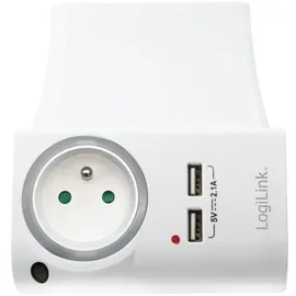 Logilink PA0166 - Steckdosenadapter mit Ladeschale, 2x USB-A, Nachtlicht