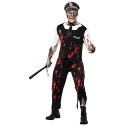 Smiffys Kostüm Zombie Polizist, Zombie Kostüm für Halloween und Fasching schwarz L