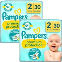2x 30 Stück Pampers Premium Protection Größe 2 Mini 4-8kg Windeln new baby