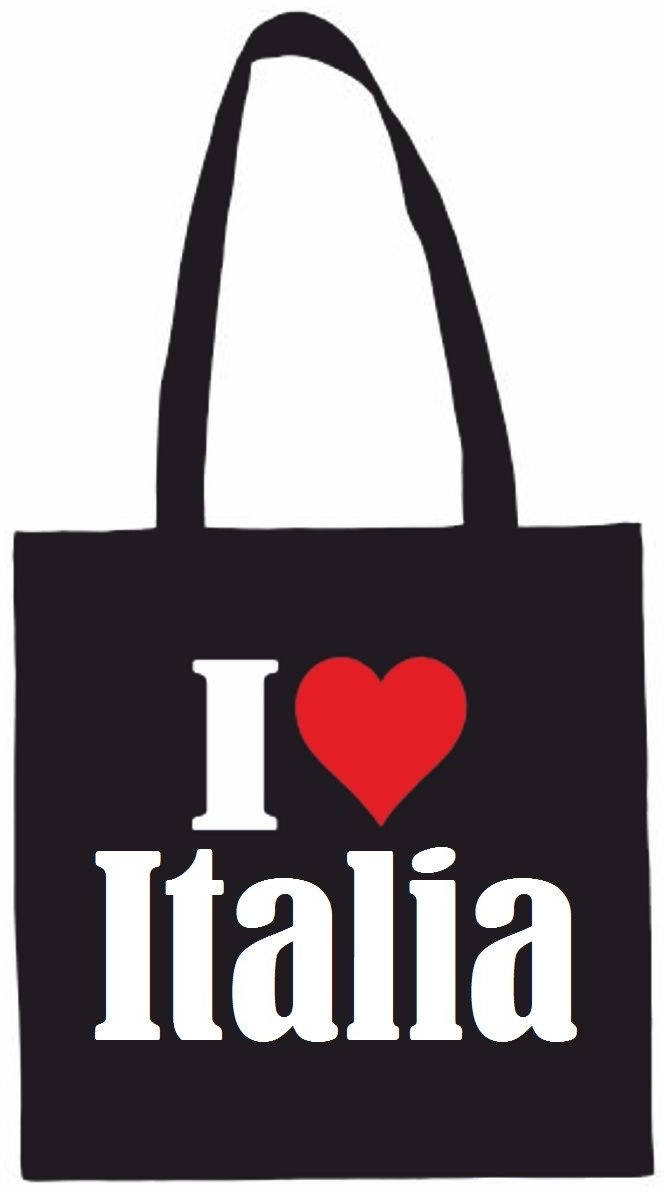 Reifen-Markt Tasche I Love Italia Größe 38x42 Farbe Schwarz Druck Weiss - 38x42cm