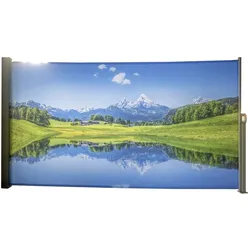Seitenmarkise 160 x 300 cm, Sichtschutz mit Fotodruck, Markise Bergsee