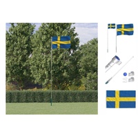 VidaXL Flagge Schwedens mit Mast 5,55 m Aluminium