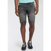 bruno banani Jeansshorts, (Set, 2 tlg mit Band), bequemer Sitz, gerade Beinform, mit praktischen Taschen, Gr. 29 - N-Gr, dark grey, , 86105647-29 N-Gr