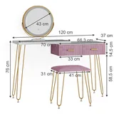 Vicco Schminktisch Zoey mit LED Beleuchtung und Hocker