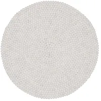 myfelt - Linéa Filzkugelteppich, Ø 90 cm, naturweiß