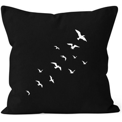 Autiga Dekokissen Kissenbezug Vögel Birds Fly Kissen-Hülle Deko-Kissen 40×40 Baumwolle Autiga® schwarz