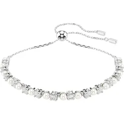 Armband SWAROVSKI "Schmuck Geschenk Armkette Matrix, 5689633" Gr. M, silber (metallfarben, kristallweiß, weiß, kristallweiß), Armbänder, Damen, M, Metall-Perlen, Metall, Perlen, mit Swarovski Zirkonia (synth.) - mit Swarovski Perle