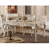 Casa Padrino Luxus Barock Esstisch Weiß / Beige / Gold - Rechteckiger Barockstil Küchentisch - Luxus Esszimmer Möbel im Barockstil - Barock Essz... - Weiß