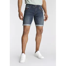 Bruno Banani Jeansshorts Set, mit Band, 2% Stk. bequemer Sitz, gerade Beinform, mit praktischen Taschen Gr. 29 N-Gr, dark blue us, , 85082823-29 N-Gr