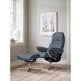 Stressless Relaxsessel STRESSLESS Sunrise Sessel Gr. Leder PALOMA, Cross Base Schwarz, Rela x funktion-Drehfunktion-PlusTMSystem-Gleitsystem-BalanceAdaptTM, B/H/T: 83 cm x 105 cm x 74 cm, blau (sparrow blue paloma) Lesesessel und Relaxsessel