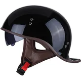 WRMIGN Retro Helm Jethelm mit Sonnenblende Schwalbenschwanz-Design Chopper Helm Roller Helm, mit Einstellbar Schnellverschluss-Gurt, für Cruiser Chopper Biker Moped ECE-Zulassung