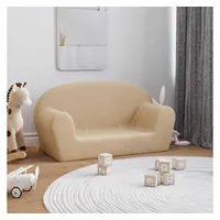 vidaXL Kindersofa 2-Sitzer Creme Weicher Plüsch