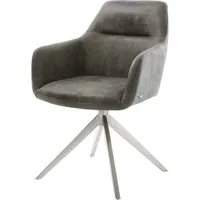 DeLife Drehstuhl Pejo-Flex Mikrofaser Grau Antik Kreuzgestell breit Edelstahl