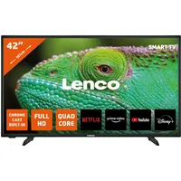 Lenco LED-4243 Fernseher - 42 Zoll Smart TV - Full HD - HDR - Stereo Lautsprecher - Triple Tuner - HDMI x3 - WLAN - Ethernet - VGA - Android TV - Bluetooth - schwarz
