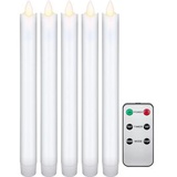LED-Echtwachs-Stabkerzen inkl. Fernbedienung 5 St. weiß