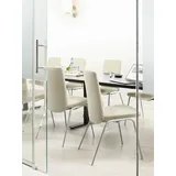 Polsterstuhl STRESSLESS "Laurel", beige (cream batick, schwarz matt), B:57cm H:92cm T:59cm, Leder BATICK: BATICK ist ein leicht korrigiertes, durchgefärbtes und genarbtes Möbelleder, bei dem die meisten Unebenheiten und Spuren in der Regel entfernt wurden., Stühle, Polsterstuhl, Low Back, Größe M, mit Beinen aus Stahl in Schwarz matt