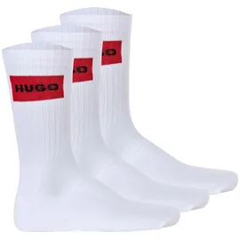Hugo Rib Label 10267340 Socken 3 Paare White 39-42