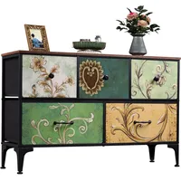 Wlive Kommode mit 5 Schubladen aus Stoff, Kommodenschrank für