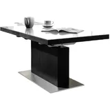 designimpex Couchtisch Design MN-3 Schwarz Seidenmatt Weißglas höhenverstellbar ausziehbar schwarz