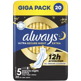 Always Damenbinden Ultra Secure Night Größe 5 mit Flügeln 20 St.