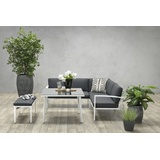 Garden Impressions Dining-Ecklounge "Petone" inkl. Ecksofa, Bank und Tisch,weiß / schwarz,