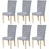 Casa Padrino Chesterfield Neo Barock Esszimmer Stuhl 6er Set Grau / Naturfarben - Küchenstühle Set - Esszimmer Möbel - Chesterfield Möbel - Neo Barock Möbel