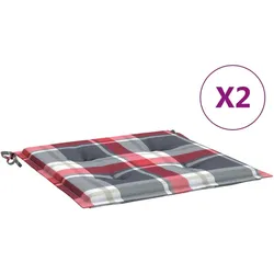 vidaXL Gartenstuhl-Sitzkissen 2 Stk. Rot Karomuster 40x40x4 cm Stoff
