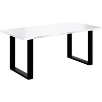ALTDECOR Esstisch, ideal als Küchentisch oder Wohnzimmertisch, solide Konstruktion aus Möbelplatte - KLYN U - 160x90x75 cm - Weiß Hochglanz/U