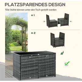 Outsunny 5tlg. Polyrattan Gartenmöbel Rattan Essgruppe Gartenset Grau